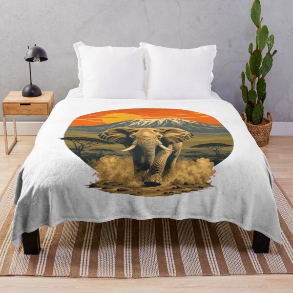 Item preview, Tanzania Elephant Vintage African Savanna Wildlife Illustration designed and sold by AMICO77.