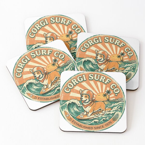 Item preview, Vintage Corgi Surf Co Shirt, Retro Corgi Surfing Badge Established 1976 Tee, Unique Corgi Summer Beach Gift for Dog and Surf Lovers designed and sold by Wearable Canvas...