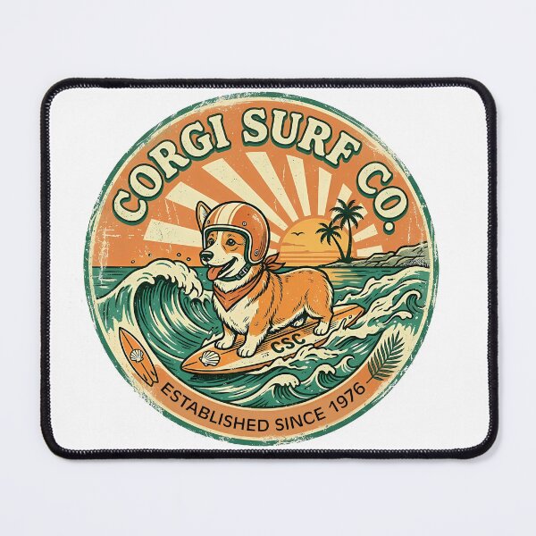 Item preview, Vintage Corgi Surf Co Shirt, Retro Corgi Surfing Badge Established 1976 Tee, Unique Corgi Summer Beach Gift for Dog and Surf Lovers designed and sold by Wearable Canvas...