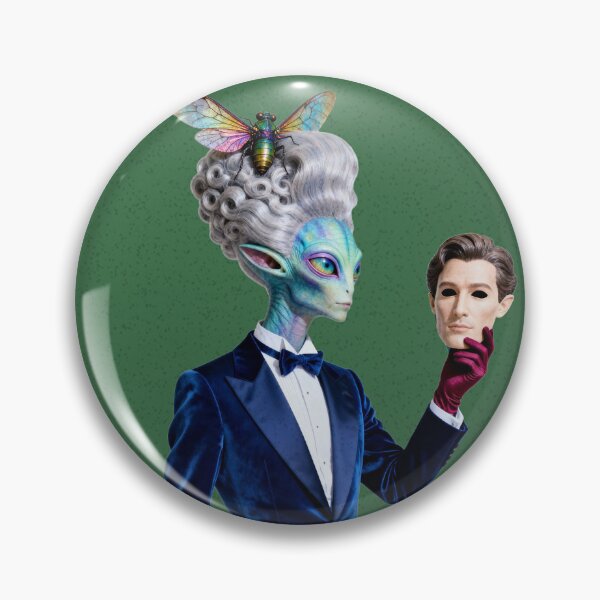 Item preview, Alien Masquerade — Blue Tuxedo Formal Extraterrestrial Art Print designed and sold by monolithstudio.