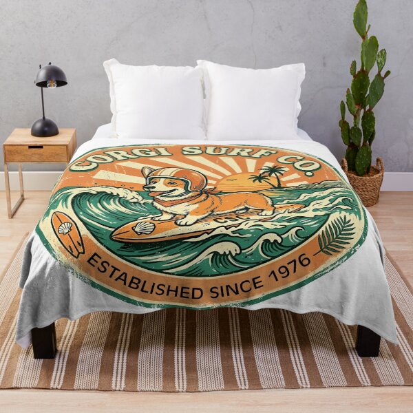 Item preview, Vintage Corgi Surf Co Shirt, Retro Corgi Surfing Badge Established 1976 Tee, Unique Corgi Summer Beach Gift for Dog and Surf Lovers designed and sold by Wearable Canvas...