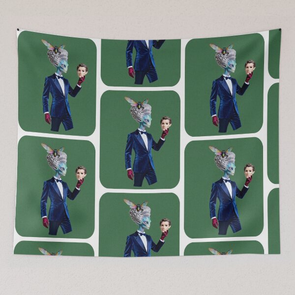 Item preview, Alien Masquerade — Blue Tuxedo Formal Extraterrestrial Art Print designed and sold by monolithstudio.