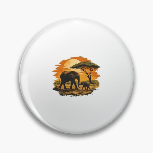 Item preview, Tanzania Elephant Vintage African Savanna Wildlife Illustration designed and sold by AMICO77.