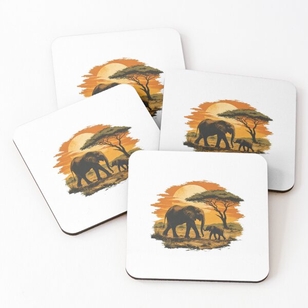 Item preview, Tanzania Elephant Vintage African Savanna Wildlife Illustration designed and sold by AMICO77.