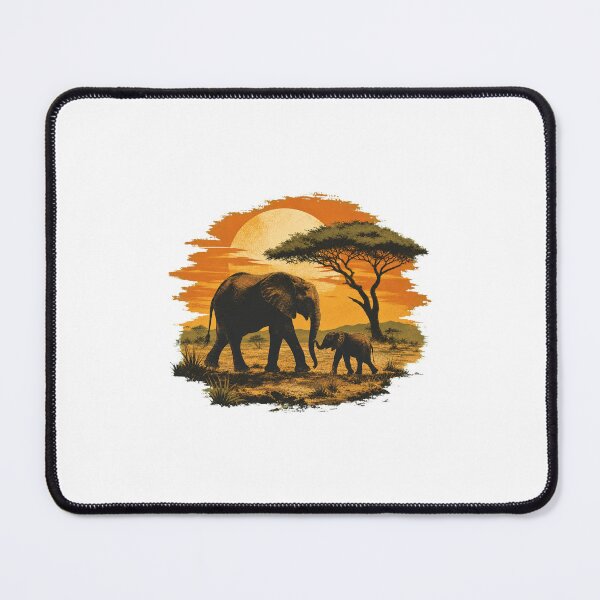 Item preview, Tanzania Elephant Vintage African Savanna Wildlife Illustration designed and sold by AMICO77.