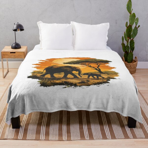 Item preview, Tanzania Elephant Vintage African Savanna Wildlife Illustration designed and sold by AMICO77.