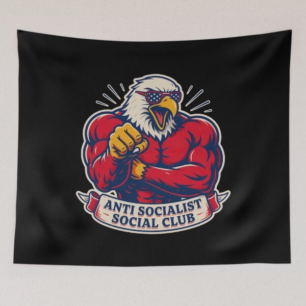 Item preview, Anti Socialist Social Club Retro Funny Political for Patriots designed and sold by Redgiant87x.