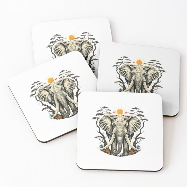 Item preview, Tanzania Elephant Vintage African Savanna Wildlife Illustration designed and sold by AMICO77.