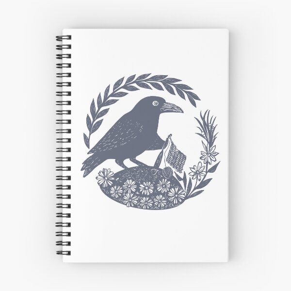 Item preview, Crowchet | vintage vibe linocut crow with crochet designed and sold by KatieCrommett.