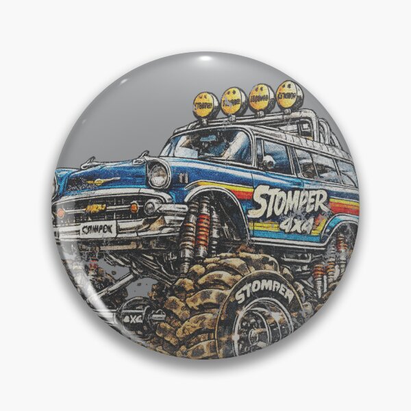 Item preview, Stomper 4X4 Monster Truck Chevy Nomad  T-Shirt Retro Stripes Graphic. designed and sold by BlueLineLAX.