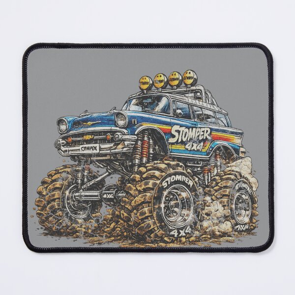 Item preview, Stomper 4X4 Monster Truck Chevy Nomad T-Shirt Retro Stripes Graphic. designed and sold by BlueLineLAX.