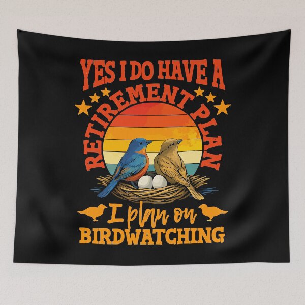 Item preview, My Retirement Plan Is Birds - Funny Bird Watching Retro Sunset Art designed and sold by BendyBeasts.