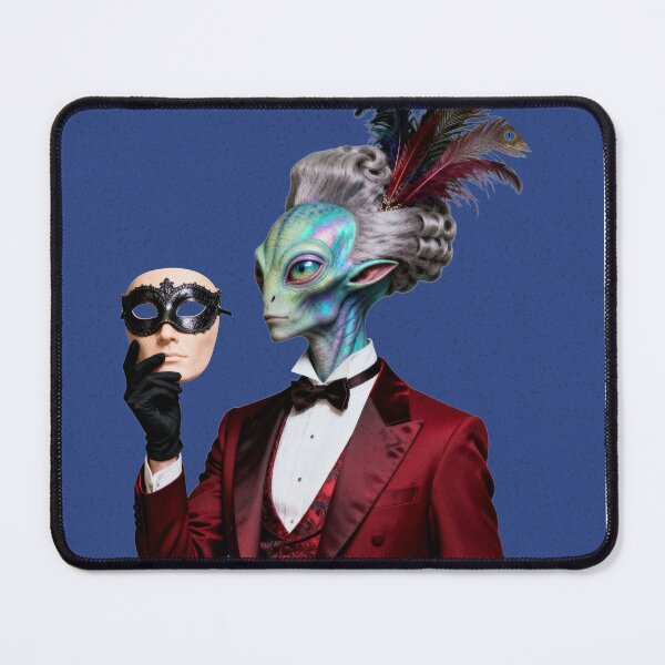 Item preview, Alien Masquerade — Red Tuxedo Peacock Extraterrestrial Art Print designed and sold by monolithstudio.