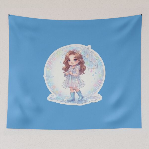 Item preview, Girl with an umbrella in the magical rain designed and sold by Azurart2.