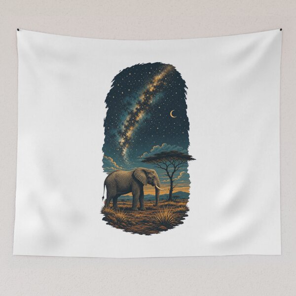 Item preview, Tanzania Elephant Vintage African Savanna Wildlife Illustration designed and sold by AMICO77.