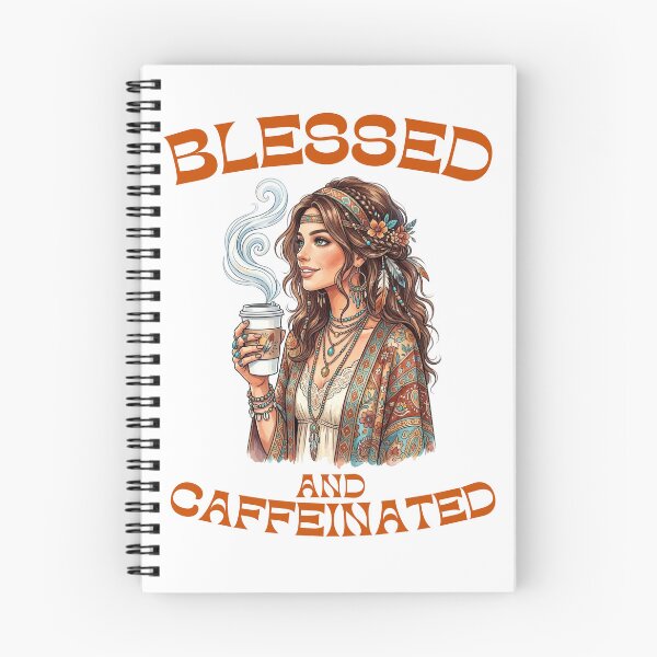 Item preview, Blessed And Caffeinated Boho Coffee Girl designed and sold by Stone and Sage Prints.