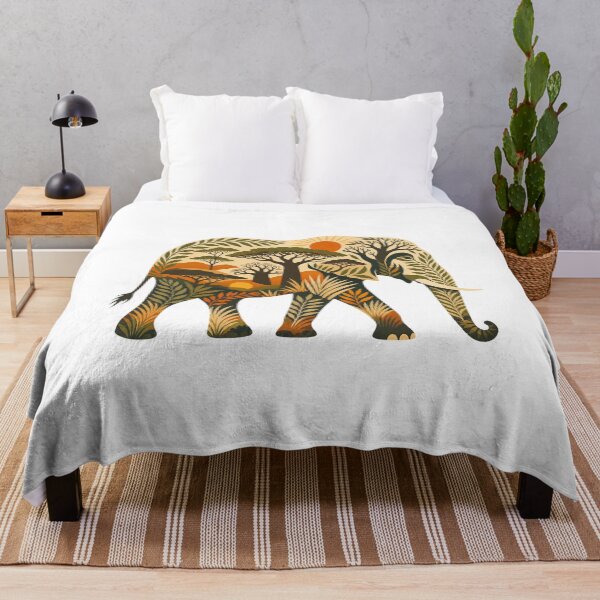 Item preview, Tanzania Elephant Vintage African Savanna Wildlife Illustration designed and sold by AMICO77.