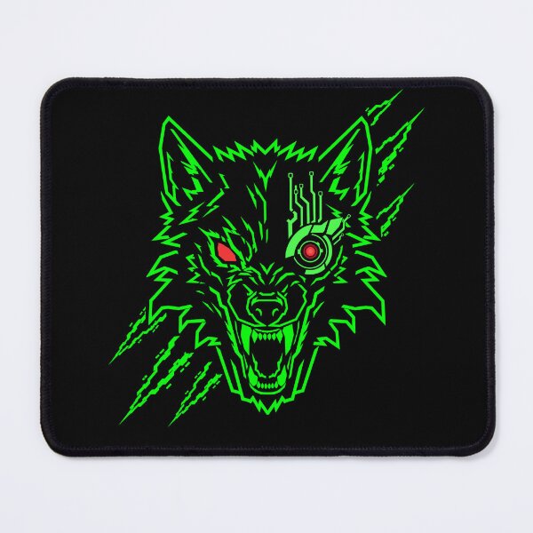 Item preview, Neon Green Cyber Wolf Cyborg Head | Futuristic Sci-Fi Robot Wolf Cyberpunk Art designed and sold by Neon_Ronin.