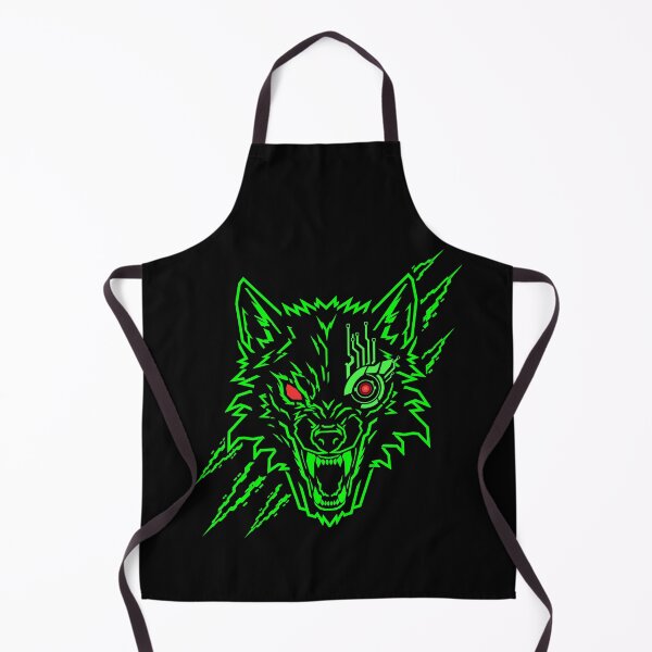Item preview, Neon Green Cyber Wolf Cyborg Head | Futuristic Sci-Fi Robot Wolf Cyberpunk Art designed and sold by Neon_Ronin.