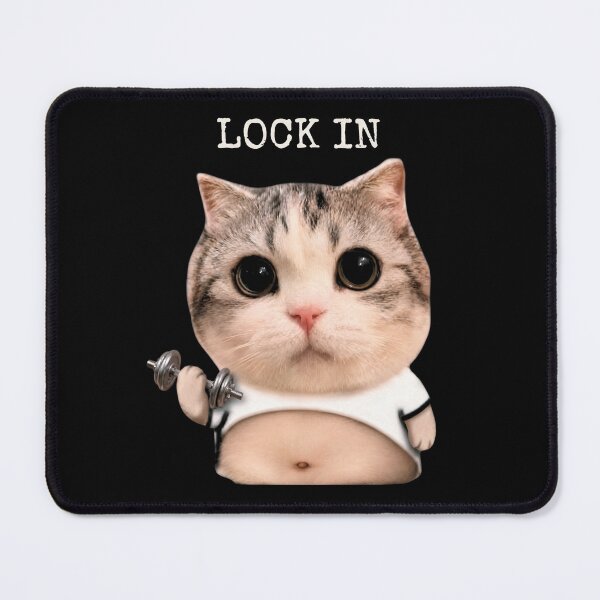 Item preview, Lock In Cat Funny Gym Bodybuilding Powerlifting Meme [Black Shirt Only] designed and sold by Off-Road-Zone.