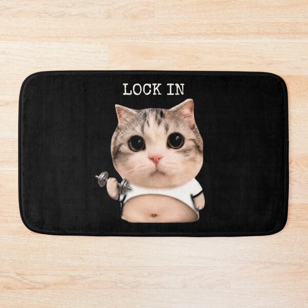 Item preview, Lock In Cat Funny Gym Bodybuilding Powerlifting Meme [Black Shirt Only] designed and sold by Off-Road-Zone.