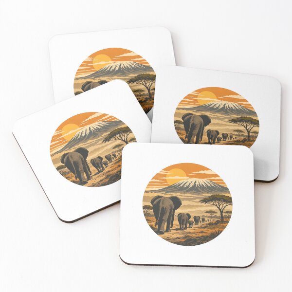 Item preview, Tanzania Elephant Vintage African Savanna Wildlife Illustration designed and sold by AMICO77.