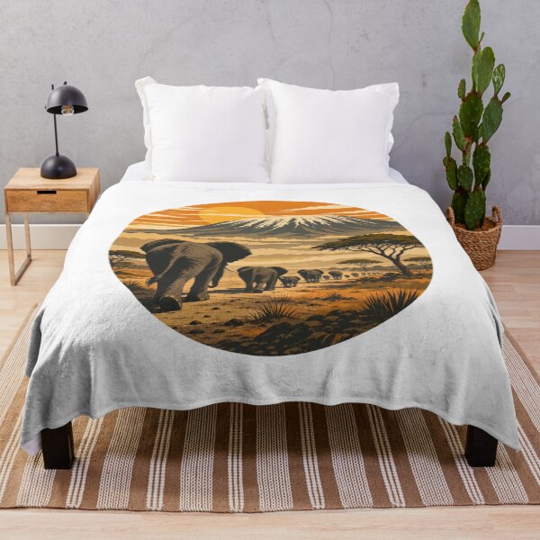Item preview, Tanzania Elephant Vintage African Savanna Wildlife Illustration designed and sold by AMICO77.