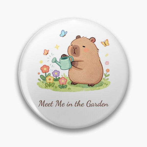 Item preview, Meet Me in the Garden – Cute Capybara Watering Flowers designed and sold by BCapybara.
