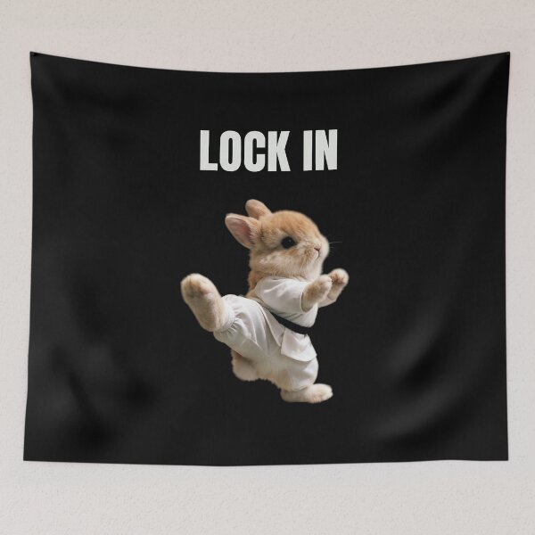 Item preview, Funny Karate Taekwondo Bunny Lock In Motivation Martial Arts [Black Shirt Only] designed and sold by Off-Road-Zone.
