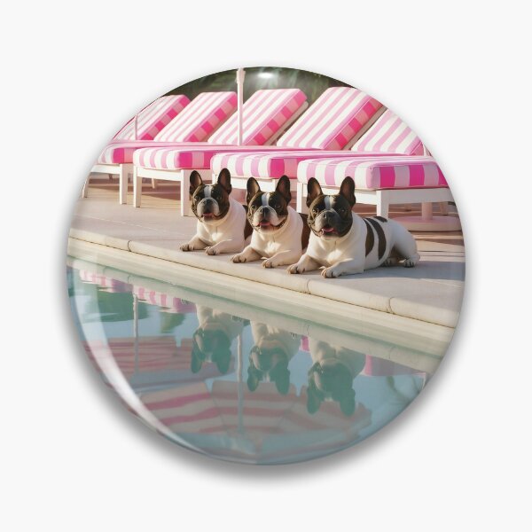 Item preview, French Bulldog Poolside Photography Print Pink Summer Resort Artwork Luxury Vacation Aesthetic Contemporary Coastal Inspired Decor designed and sold by Kzara Visual.