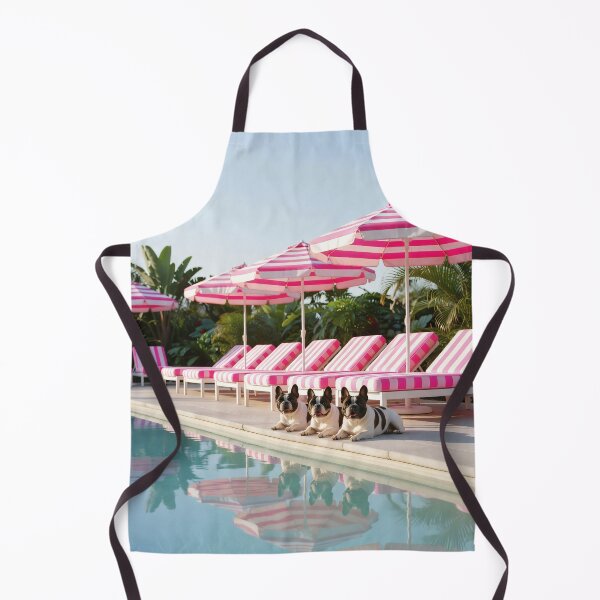 Item preview, French Bulldog Poolside Photography Print Pink Summer Resort Artwork Luxury Vacation Aesthetic Contemporary Coastal Inspired Decor designed and sold by Kzara Visual.