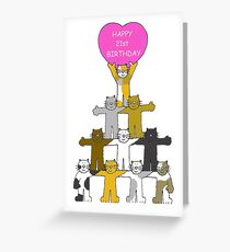 Happy 21st Birthday Cartoon Cats Greeting Card
