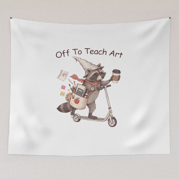 Item preview, Off to Teach Art Teacher Raccoon Funny Back to School designed and sold by rachid-elmesafy.