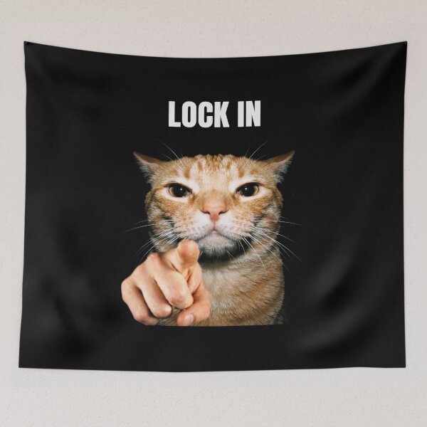 Item preview, Funny Ginger Cat "Lock In" Motivation Uncle Sam Meme [Black Shirt Only] designed and sold by Off-Road-Zone.