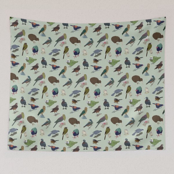 Item preview, Birds of New Zealand - Sage Green designed and sold by KitschClub.