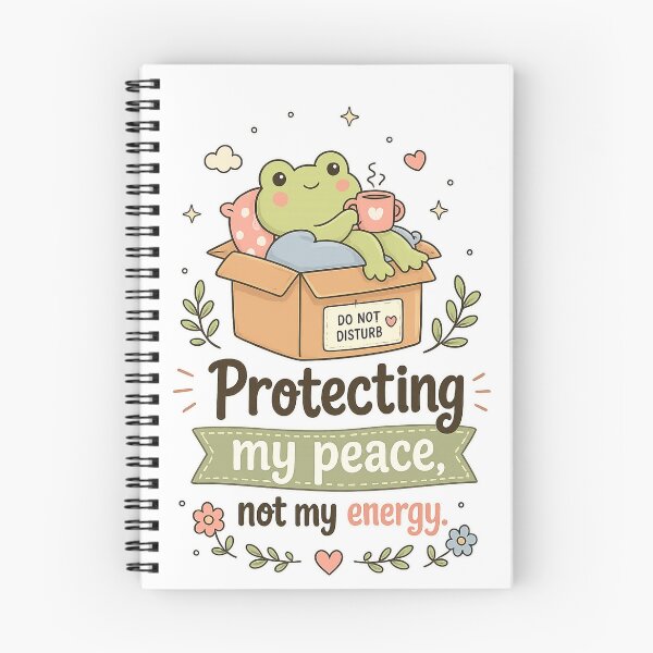 Item preview, Protecting My Peace Cute Frog Self Care Sticker | Cozy Kawaii Frog Illustration designed and sold by LittleJoyStudio.Art.