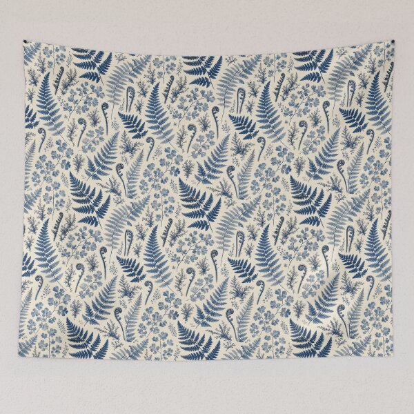 Item preview, Maidenhair Fern Cyanotype Pattern designed and sold by VerdantStudio.