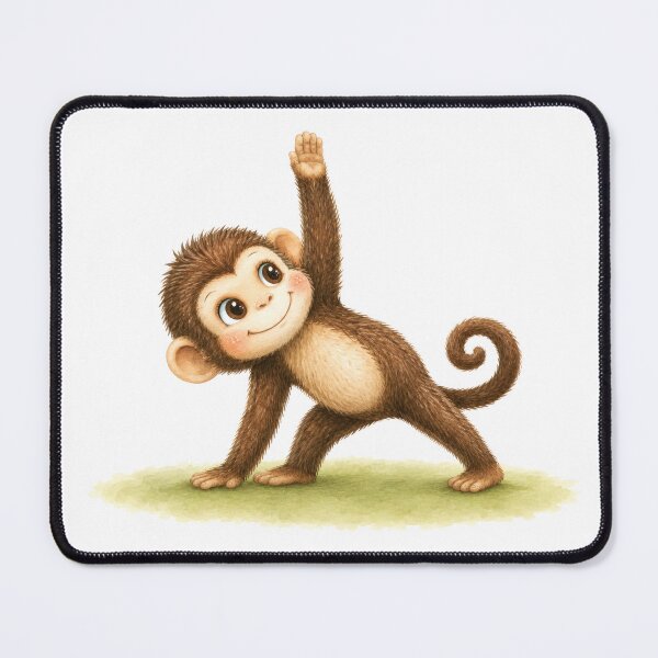 Item preview, Triangle Pose Monkey Yoga Watercolor Print designed and sold by YogiAnimalArt.