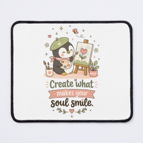 Item preview, Create What Makes Your Soul Smile Cute Penguin Artist | Creative Motivation Art designed and sold by LittleJoyStudio.Art.
