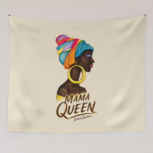 Item preview, MAMA QUEEN | Black Woman Portrait | Beige Edition by Lana Swan designed and sold by BlueberrySwan.
