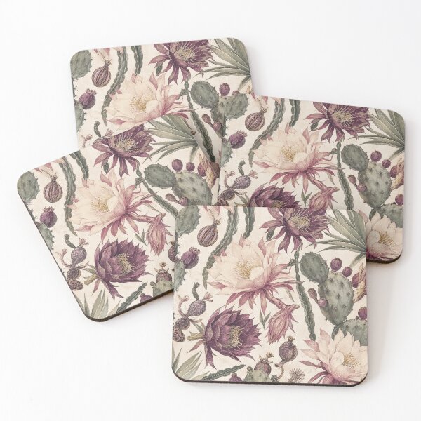 Item preview, Night Cactus Bloom Botanical Pattern designed and sold by VerdantStudio.