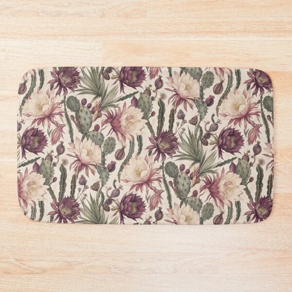 Item preview, Night Cactus Bloom Botanical Pattern designed and sold by VerdantStudio.
