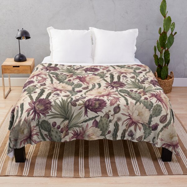 Item preview, Night Cactus Bloom Botanical Pattern designed and sold by VerdantStudio.