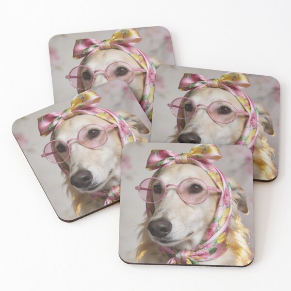 Item preview, Funny Golden Retriever Portrait Pet Lover Gift Cute Dog Illustration Vintage Inspired Animal Artwork Pink Cottage Style Gift For Dog Lovers designed and sold by Kzara Visual.