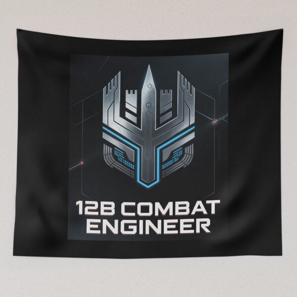 Item preview, 12B Combat Engineer — Futuristic Metallic Tech Emblem U.S. Army MOS Military Graphic designed and sold by GFamilyC.