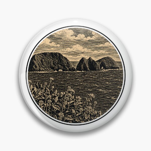 Item preview, Oregon Coastal Cliffs | Coastal Ink Art Landscape designed and sold by Linoluca.