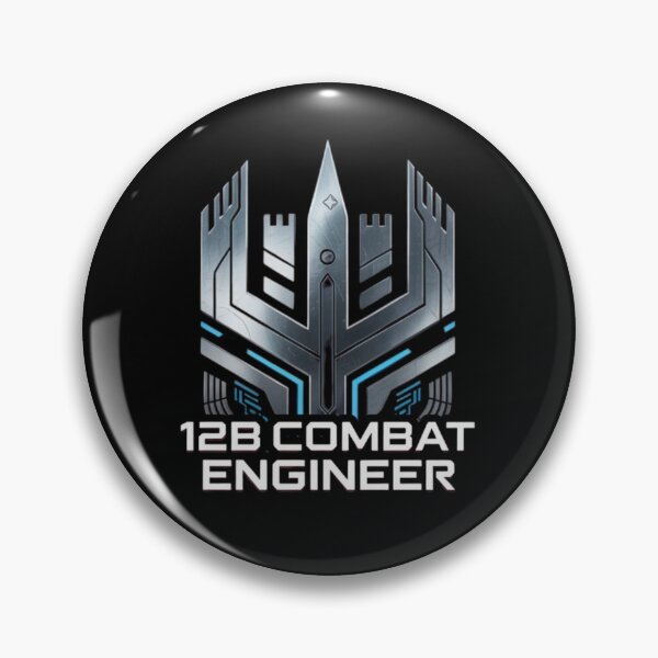 Item preview, 12B Combat Engineer — Futuristic Metallic Tech Emblem U.S. Army MOS Military Graphic Black Outline designed and sold by GFamilyC.