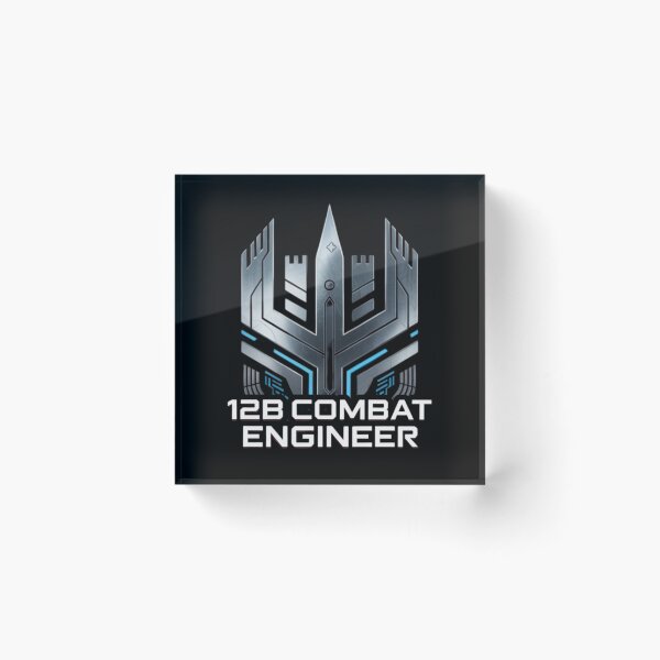 Item preview, 12B Combat Engineer — Futuristic Metallic Tech Emblem U.S. Army MOS Military Graphic Black Outline designed and sold by GFamilyC.