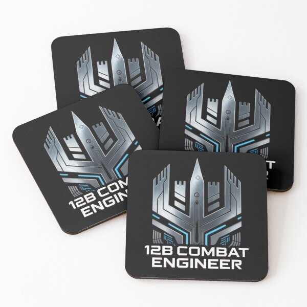 Item preview, 12B Combat Engineer — Futuristic Metallic Tech Emblem U.S. Army MOS Military Graphic Black Outline designed and sold by GFamilyC.