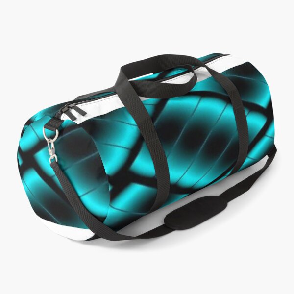 Item preview, Cyan Neon Scales - Luminous Futuristic Geometric Pattern on a Black Background designed and sold by RAYBIL.